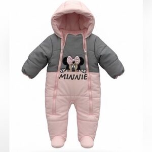 Disney Minnie Mouse Pink and Gray Footie